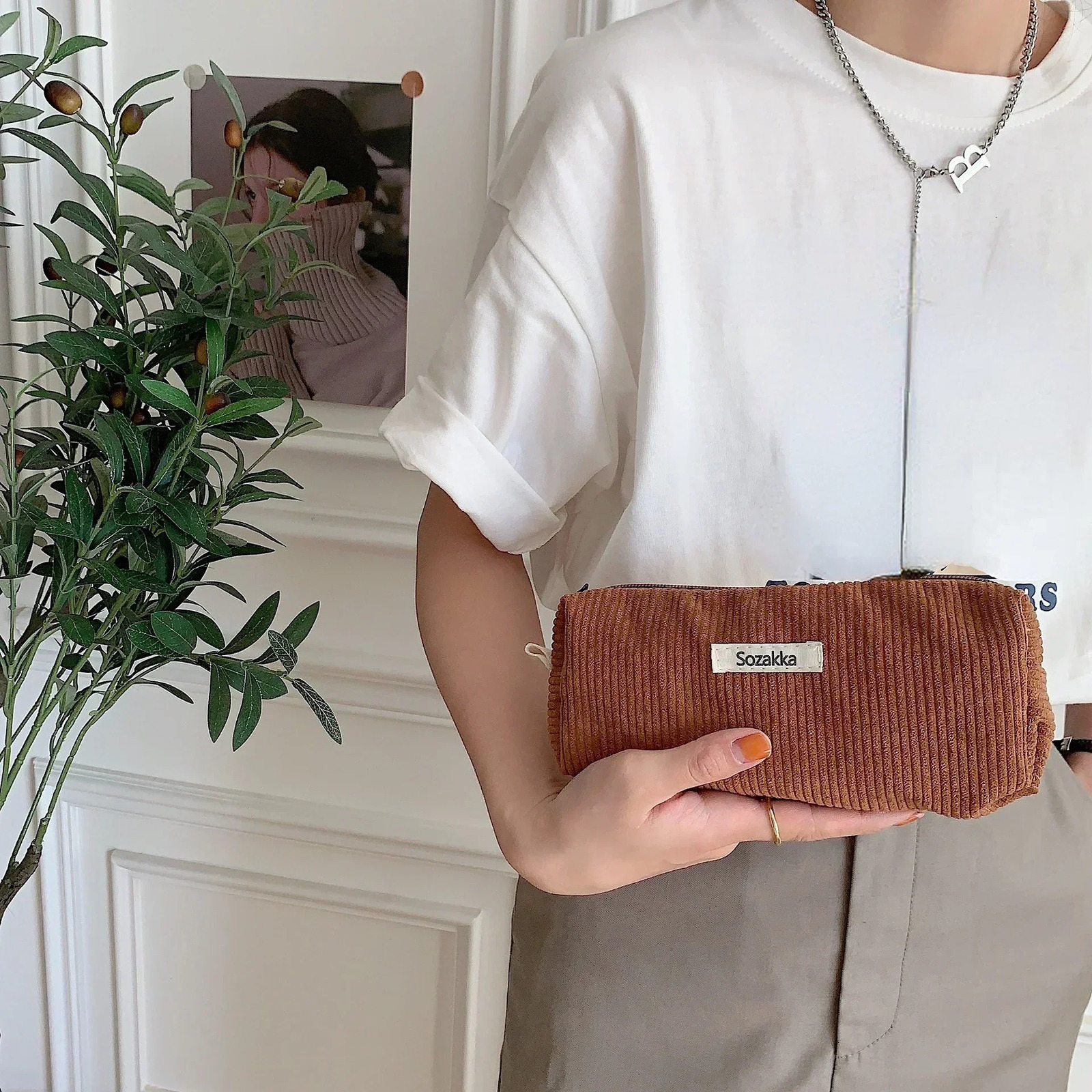 Large Capacity Pencil Case Stationery Pen Corduroy Pencilcase School Supplies Pouch Back To 241029