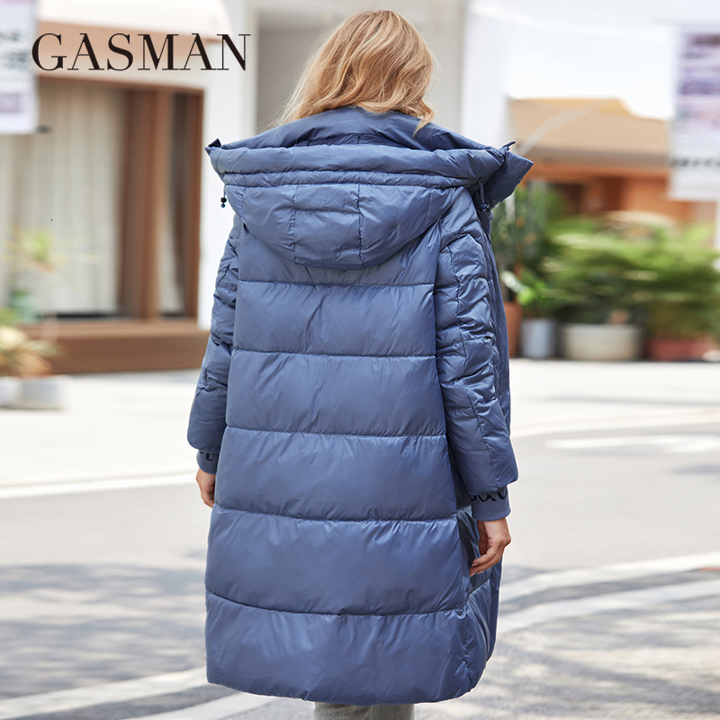 GASMAN 2022 Down Jacket Long Classic Zipper Design Big Pocket Stand Collar Hooded Slim Coat Women Parkas Ld-21715