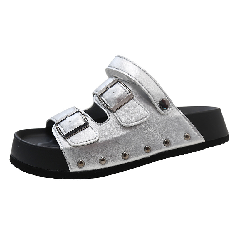 Women's Summer French Fashion Versatile Thick Soled Height Increasing Slippers.