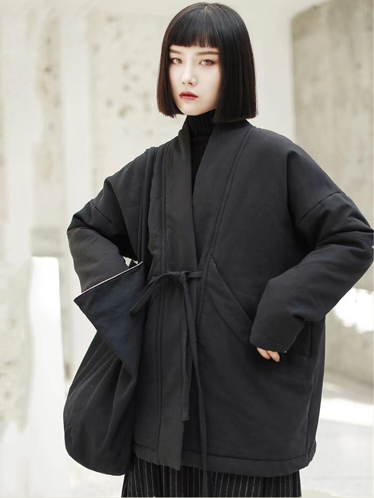 Autumn Winter Black Cotton Padded Oversized Vintage Loose Casual Jackets For Women Coats 2023 Clothes Woman Jacket Coat