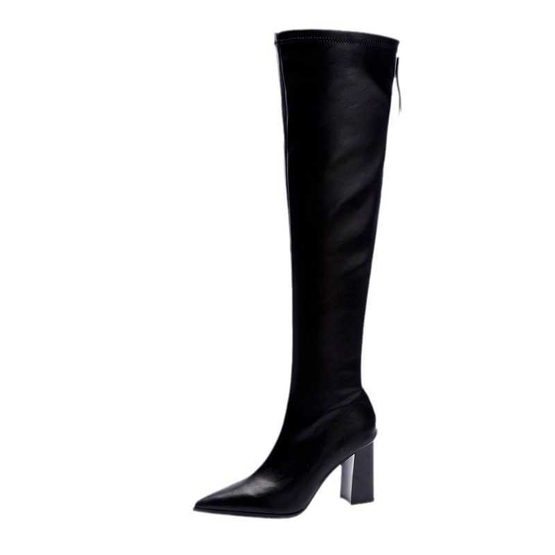 CMM Hongkaisexy Thick Heel Ultra High Heel Long Boots 23 Autumn Winter New High Heel Boots Pointed Thin Boots Womens Knee Over Boots