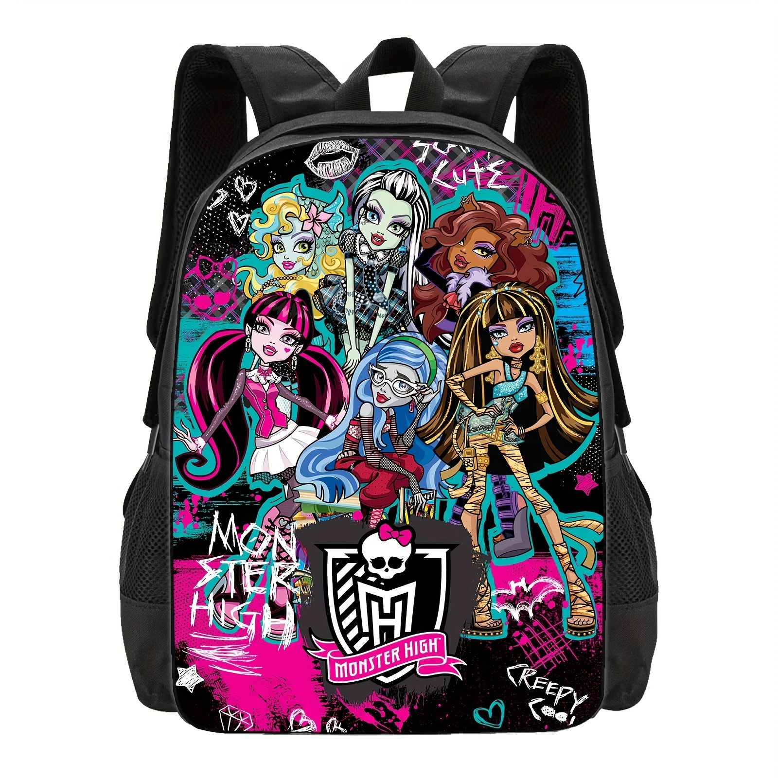Anime character printed outdoor sports backpack, Oxford cloth adjustable shoulder strap computer bag, zipper closure travel camping bag, suitable for 