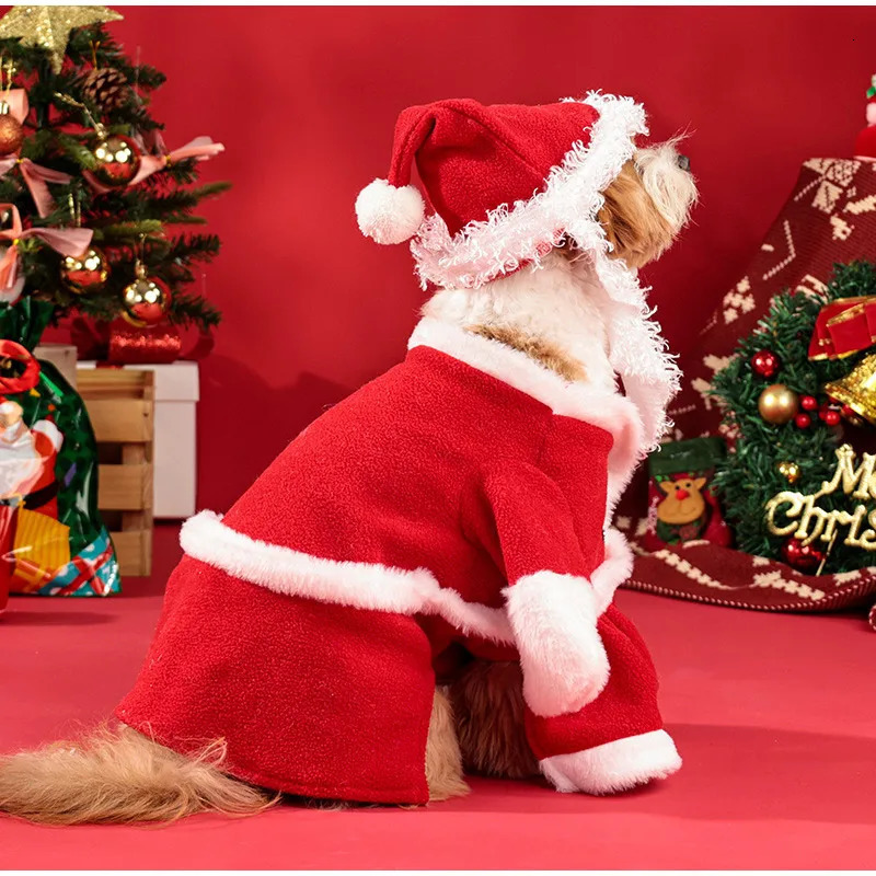 2025 new Dog Winter Fun Santa Claus Christmas Year Party Family Cute Cartoon Set Pet Clothing 241104