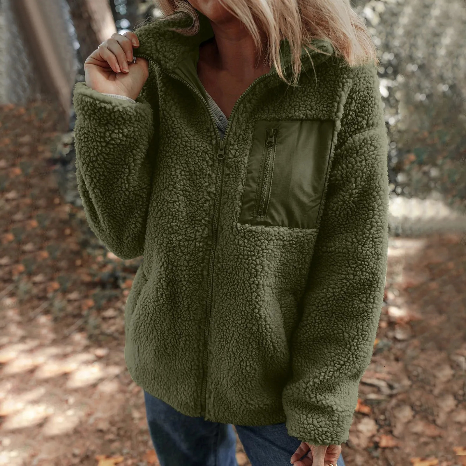 Winter Jackets Woman 2024 Womens Winter Trendy Full Zipper Fleece Jackets Long Sleeve Relaxed Warm Teddy Coats 241104