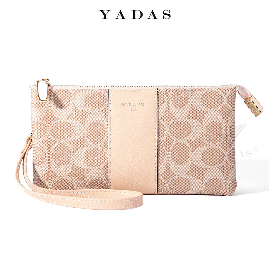 YADAS Wallet Women's New Classic Elliptical Print Old Pattern Zipper Wrist Bag with Magnificent PU