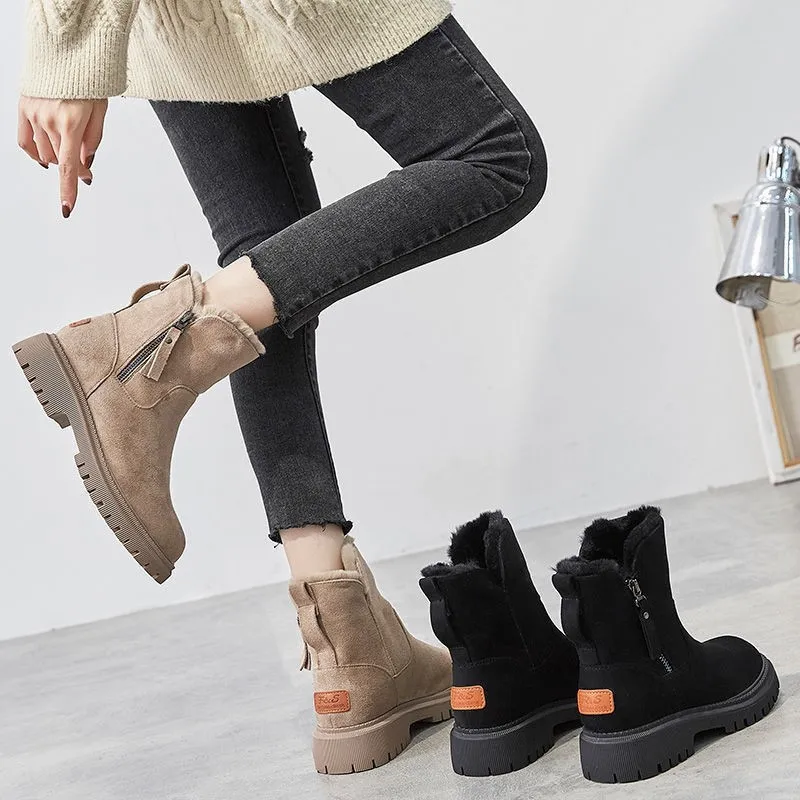 Designer Women's Winter Snow Fur Furry Platform Comfort Platform Plush Non-Slip Shoes Martin Boots Men's Boots
