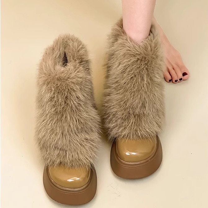 Autumn and Winter Casual Thick Bottom Plush Fashion Plush Short Boots.