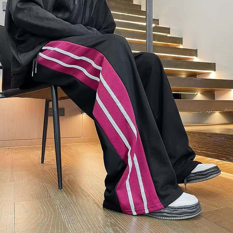 shanshi three stripes pants Loose sports wide striped casual trendy brand cool straight leg sweatpants three bar pants men's spring and autumn ve
