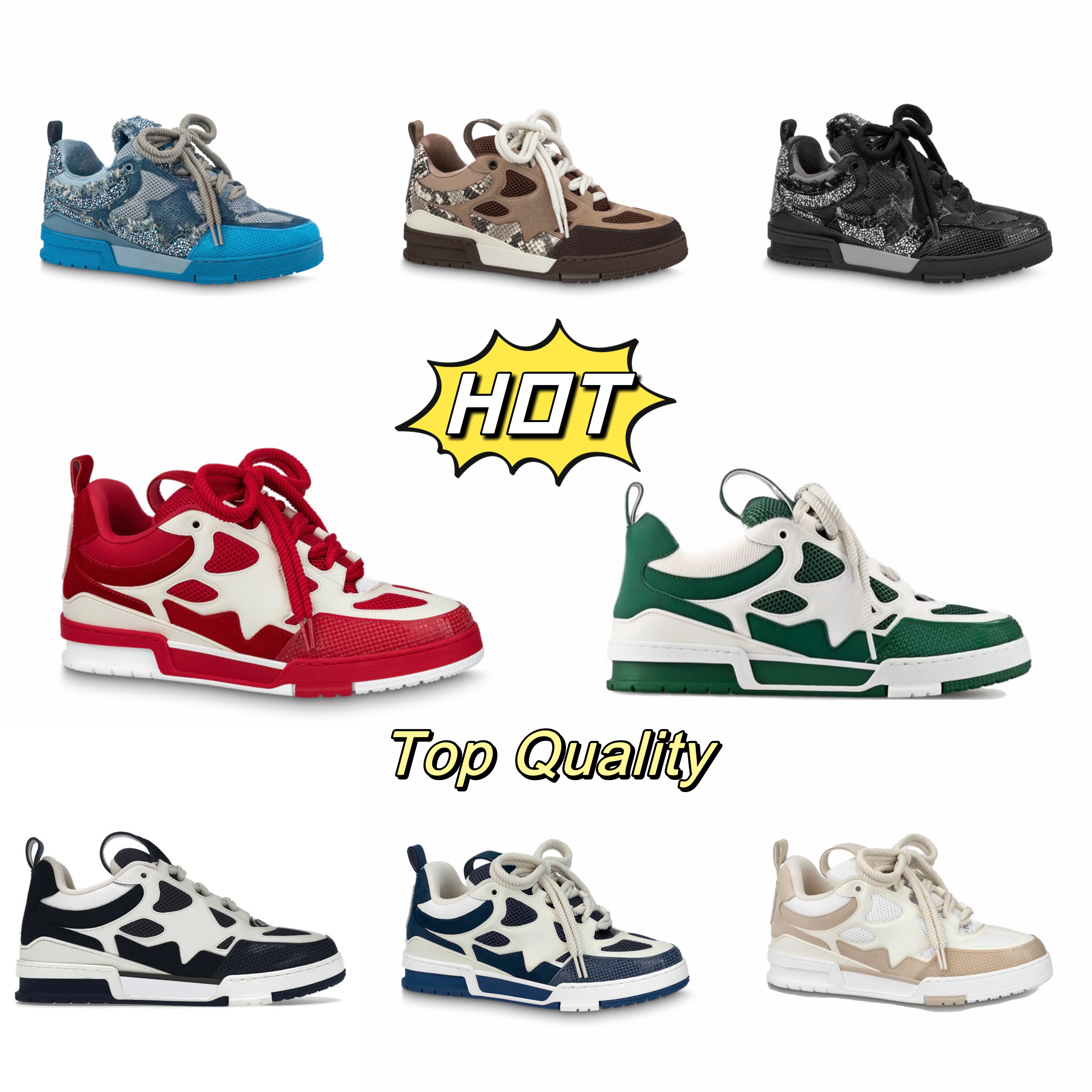 Top Quality Designer sneakers skate Plate-forme chaussure trainers Luxury Classic Leather Casual Green Blue Red Black Men Women Skate Shoes Sneaker size 36-45