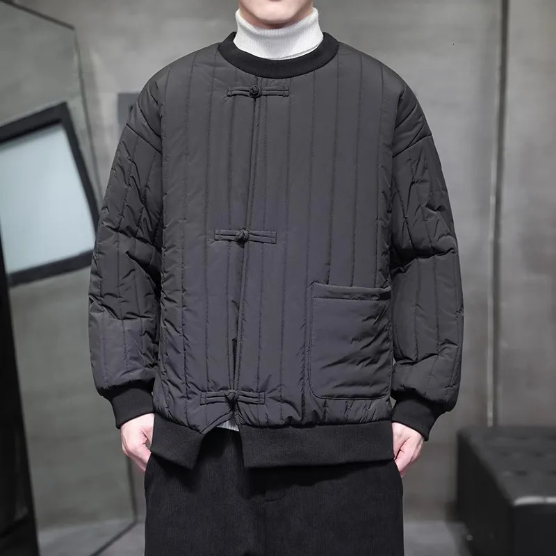 Winter Men Cotton-Padded Jacket Men Chinese Style Warm Jacket Male Retro Solid Color Parkas Puffer Jackets Outerwear 241104