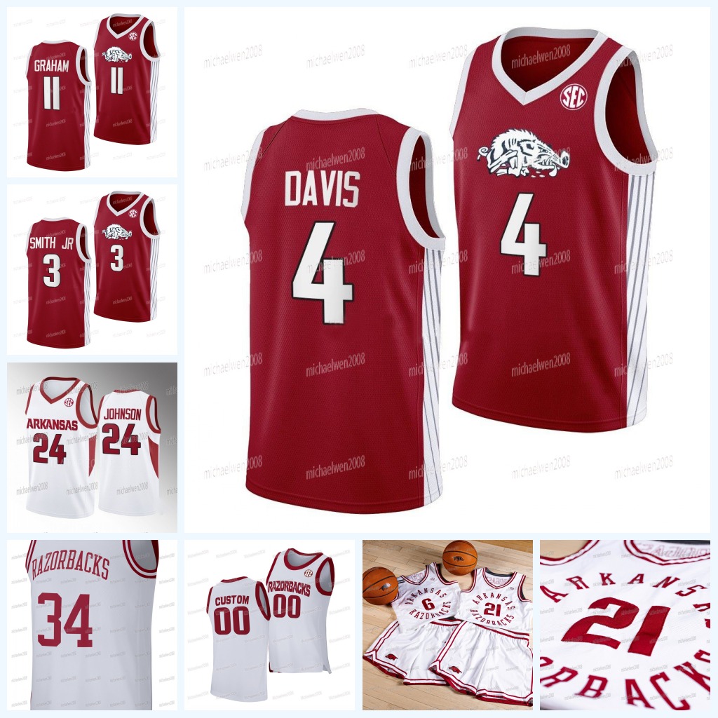 Arkansas 2024 NCAA Basketball Razorback Jersey Boogie Fland Johnell Davis Trevon Brazile Lawson Blake Jonas Aidoo Ayden Kelley Melo Sanchez