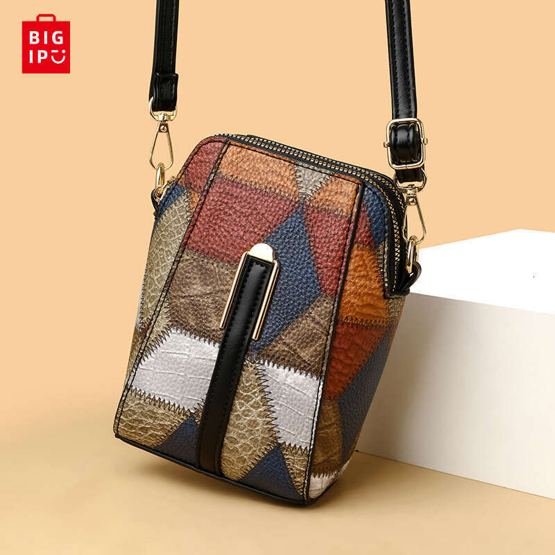 Designer Bag PU Leather Women Shoulder Bag Multi Zipper Soft Cowhide Girls Small Mobile Phone Bag Color Stitching Crossbody Bag purse luxury bag