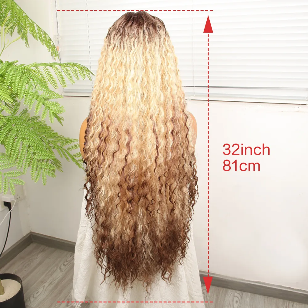 13x4.5x1 Blonde Lace Front Wig Brazilian Sillky Hair Wigs Synthetic HD Glueless Wig For Black Women Pre Plucked Long Fashion Hair Wig
