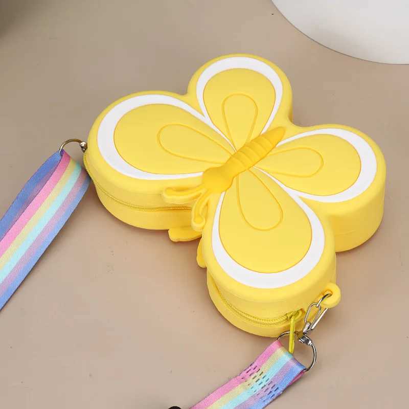 Lovely Bow Childrens Silicone Shoulder Bags Cute Butterfly Shape Baby Girls Crossbody Bag Candy Color Kids Small Coin Purse LX241104