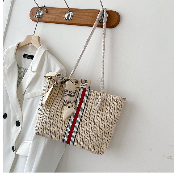 2025 Designer 2024 New Color 3 Straw Woven Fashion Cotton Rope Tote Shoulder Bag for Women