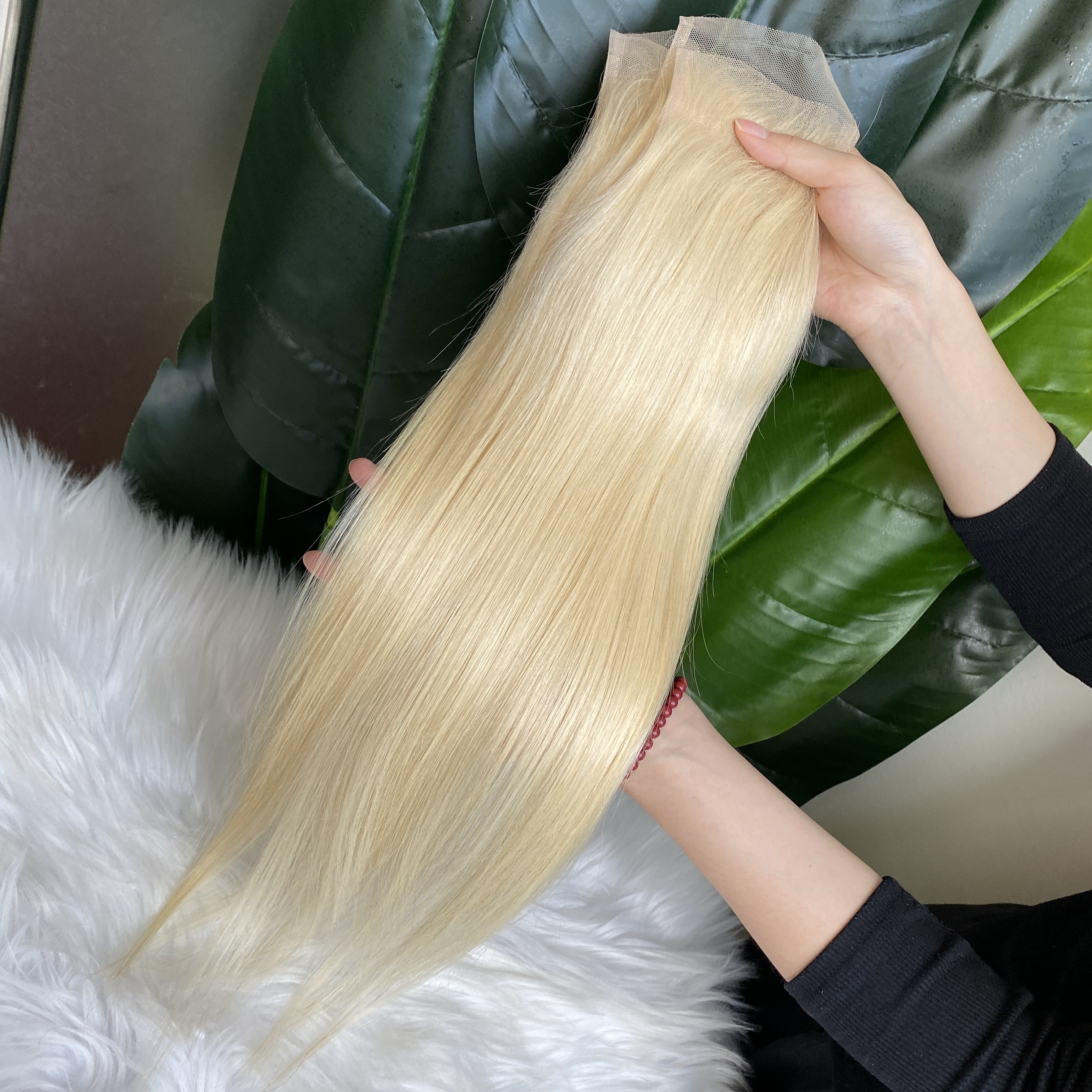 Grade 100% Human Hair Extension 4x4 Transparent Lace Closure 3 Piece 613 Silky Straight Hair On Sale