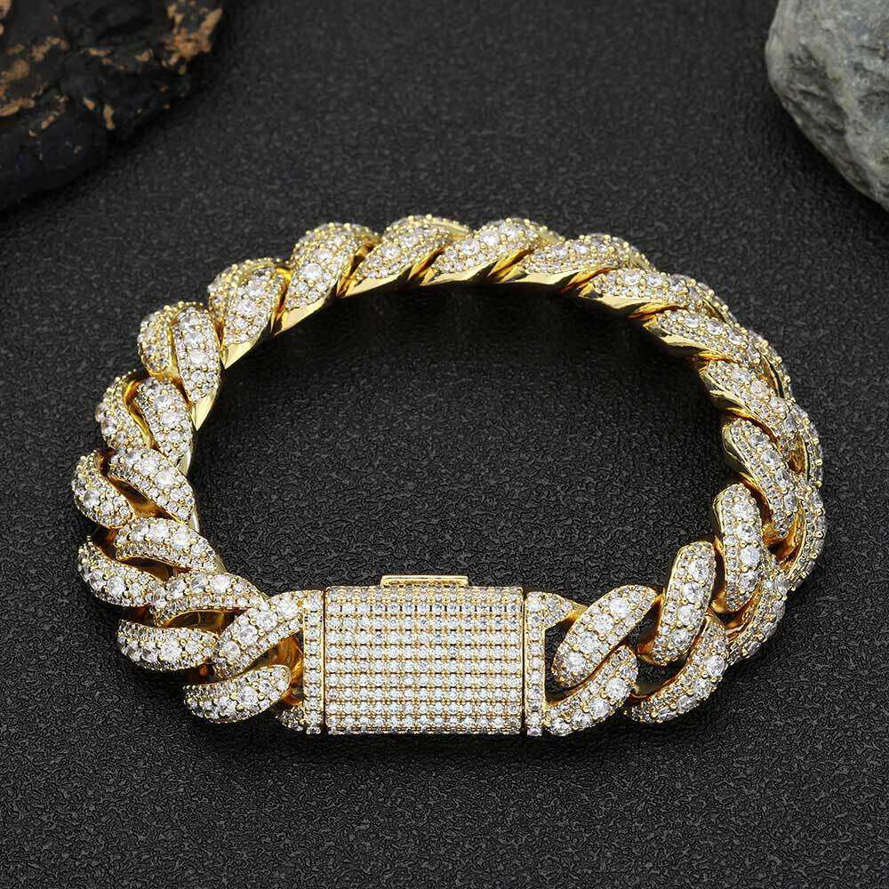 hip hop bubble full dia cuban chain jewelry high end trendy versatile men's bracelet