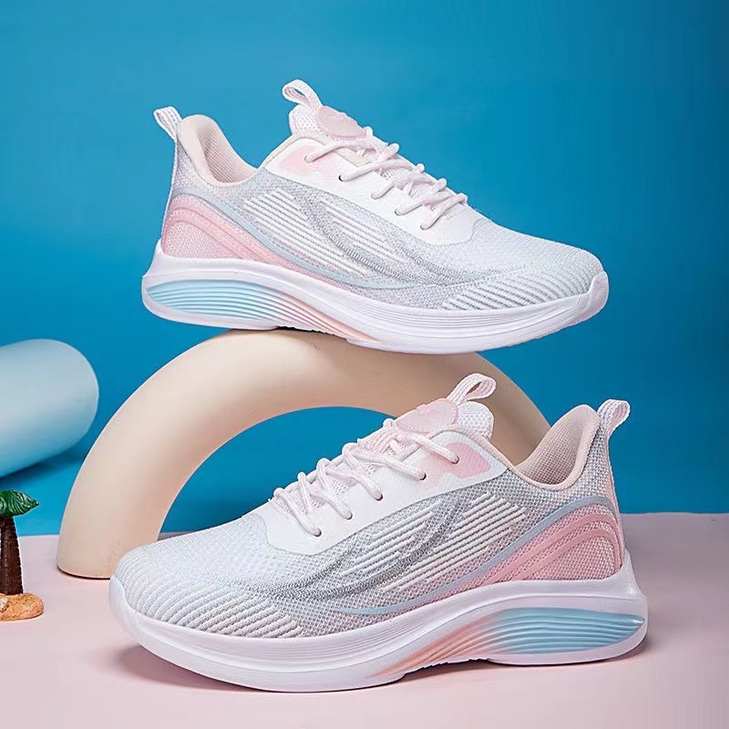 Women's Breathable Lightweight Lace Up Thick Soled Running Shoes.
