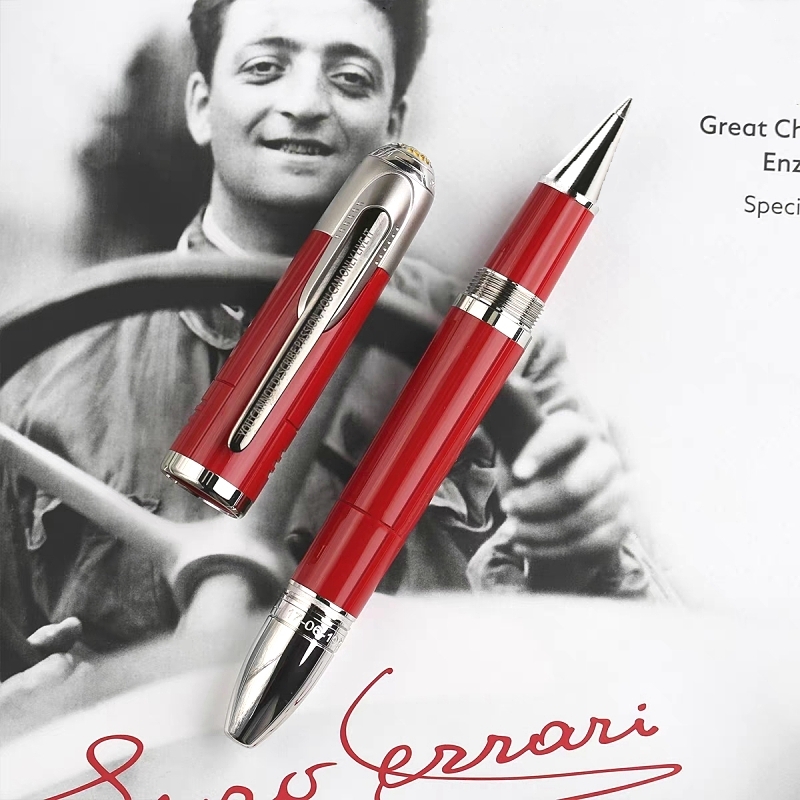 Special Collection Enzo Fer-i Famous Figure Rollerball Pen Ballpoint Pen Red Resin And Hollow-Carved Top Office Writing Fountain Pens With Serial Number