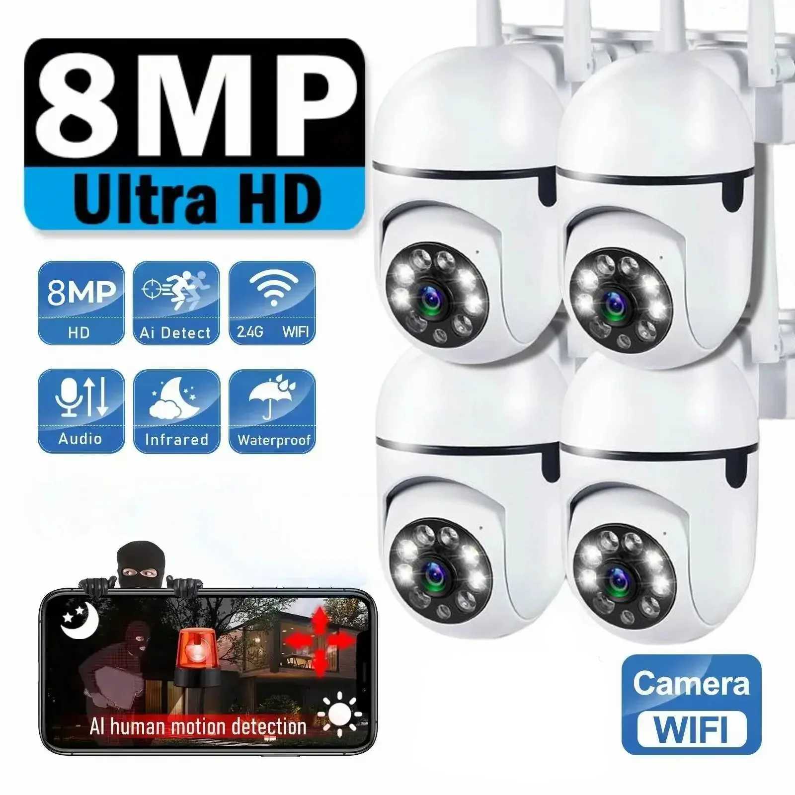 Camera 8MP Surveillance Camera PTZ CCTV IP Wifi Camera 4X Zo Security Protection Wireless He AI Human Trcking Outdoor Two Way Au Z241105