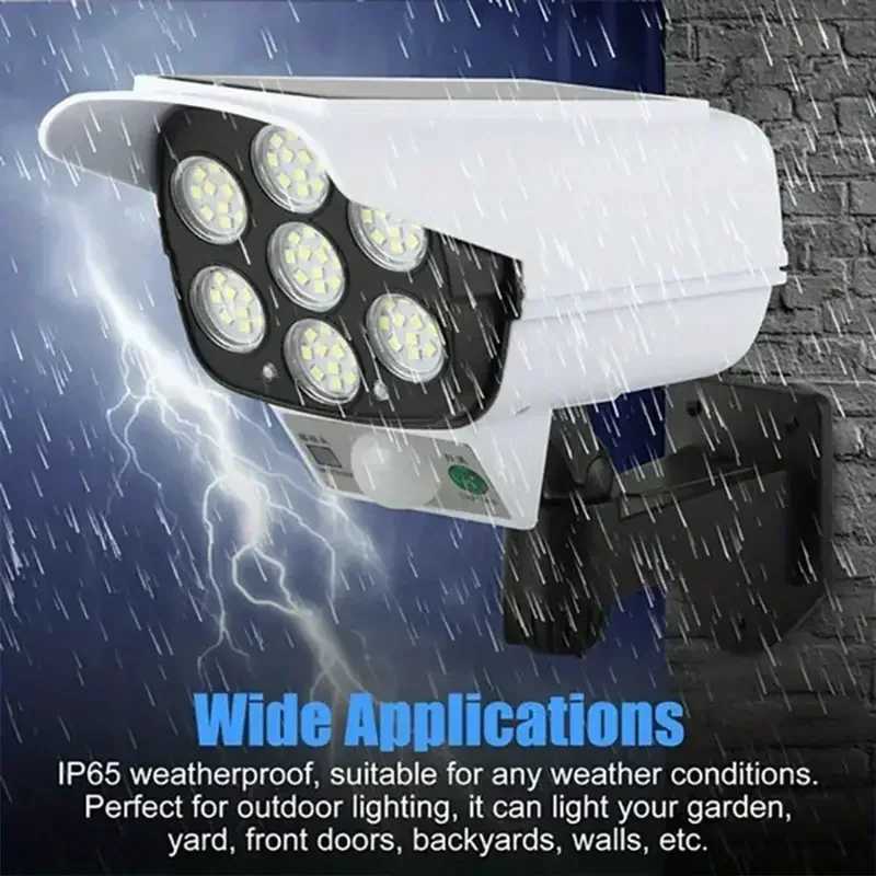 Camera 77 led security dummy camera solar light motion sensor wireless outdoor flood light IP65 Waterproof lamp 3 mode for he garden Z241105
