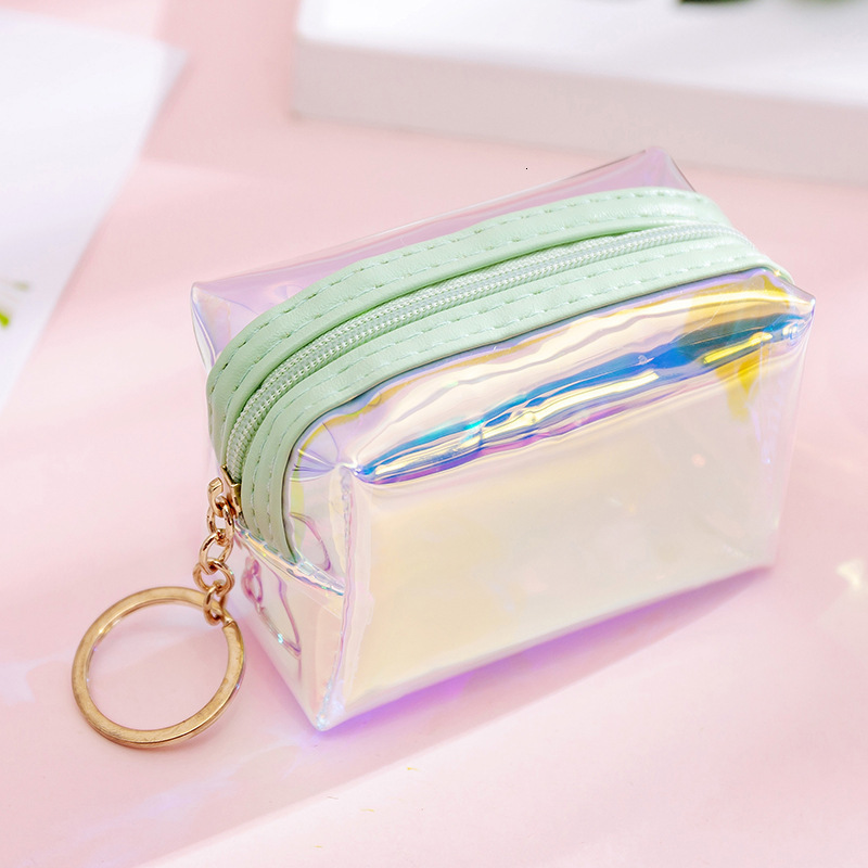 New Korean Instagram Girl Heart Transparent Laser Zero Wallet Student Mini Coin Keychain Bag