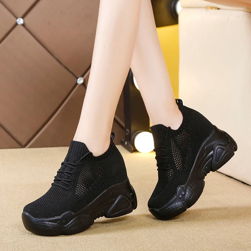 Rimocy Hidden Heels Platform Sneaker Breathable Air Mesh Wedge Sock Shoes Woman Spring Casual Zapatos De Mujer 241104