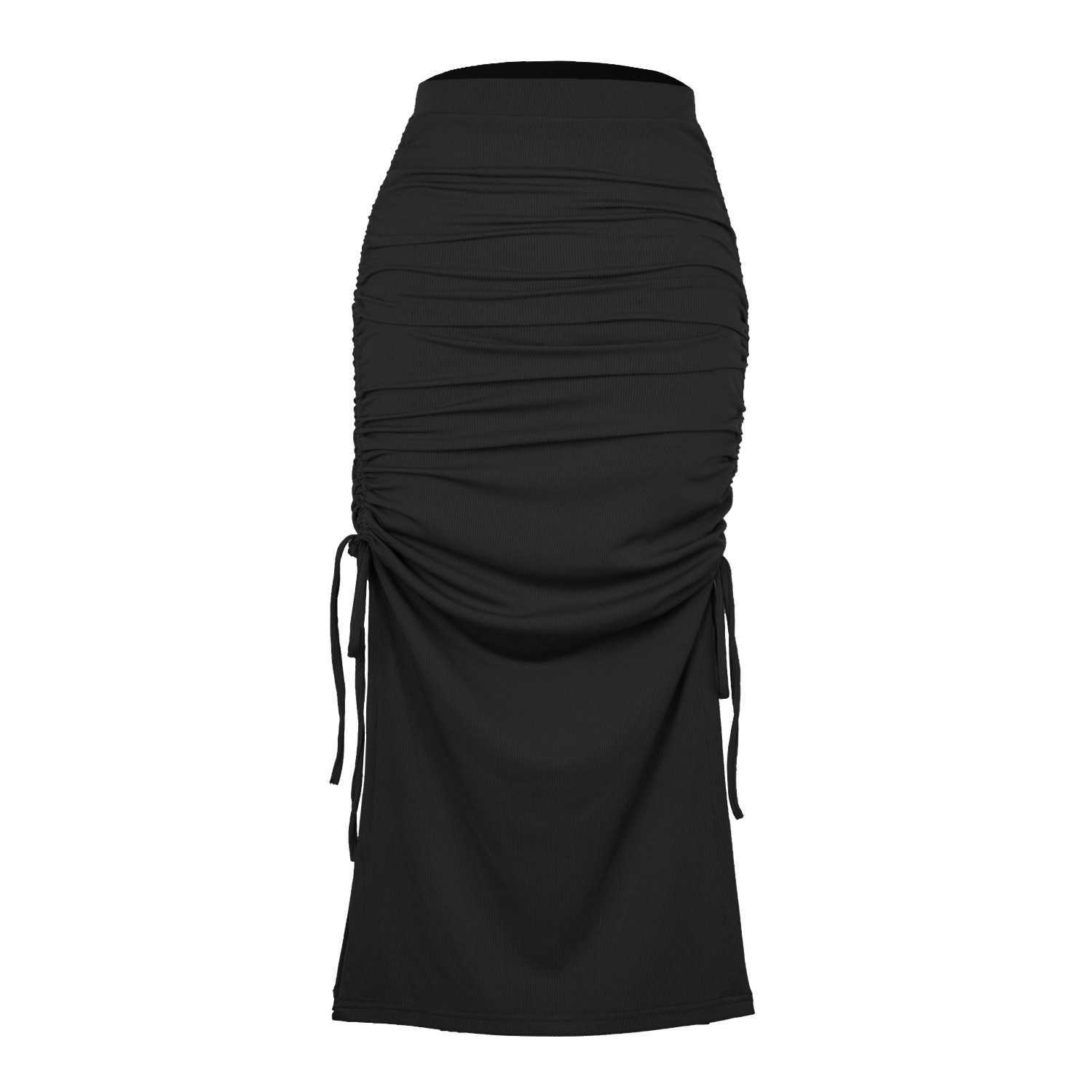 Women Long Skirt Split Knit Slim Skirt Fashion Pleated Lace Up Sexy Hip Wrap Dress WoMens Dress Career Skirts 241023