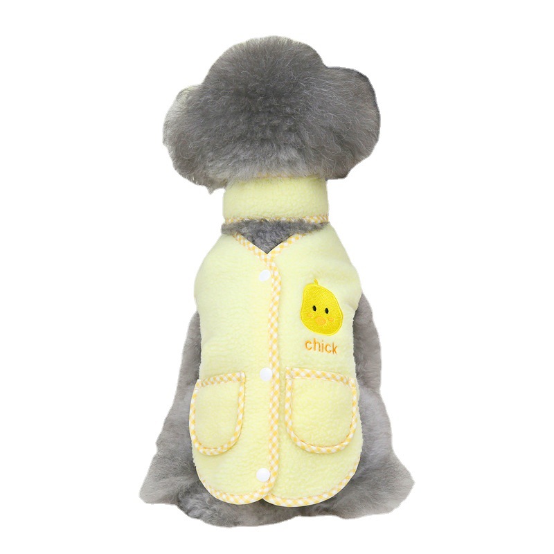 Pet Clothes Supplier Autumn Winter Small Dogs Clothes Coral Fleece Matching Scarf Cartoon Dog Vest Clothes