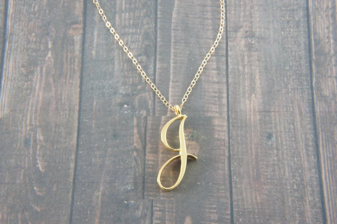 10PCS Small Cursive Alphabet Initial Capital Letter 26 A-Z Chain Necklace Stainless Steel Swirl Luxury Monogram English Name Partner Word Pendant