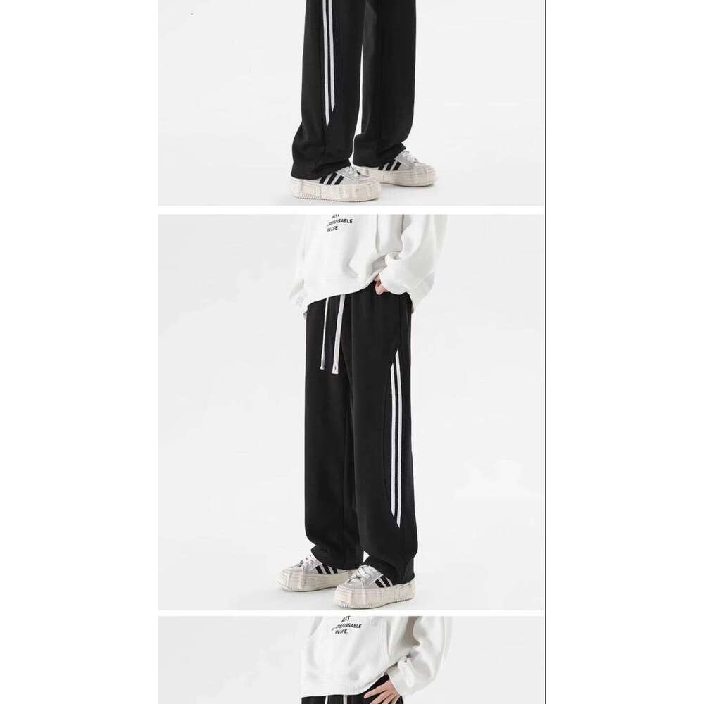 shanshi three stripes pants Grey sports for men in spring autumn 2024 new three bar contrasting color guard pants rugged and handsome straight leg len