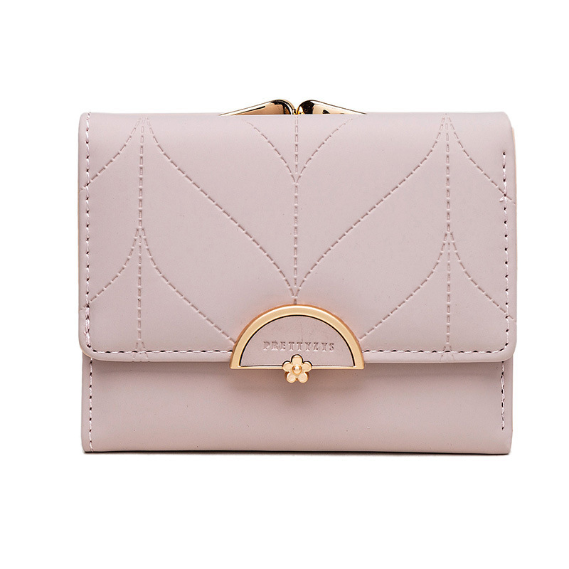 Wallet women's short Instagram niche Japanese and Korean small fresh three fold bag multi card folding college style coin zero wallet