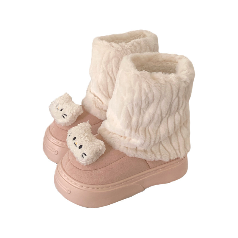 2024 Winter Fur Boots Snow Boots Women Fluffy Fuzzy Furry Faux Fur Boots Middle Calf Platform Pink Black White Furry Boots