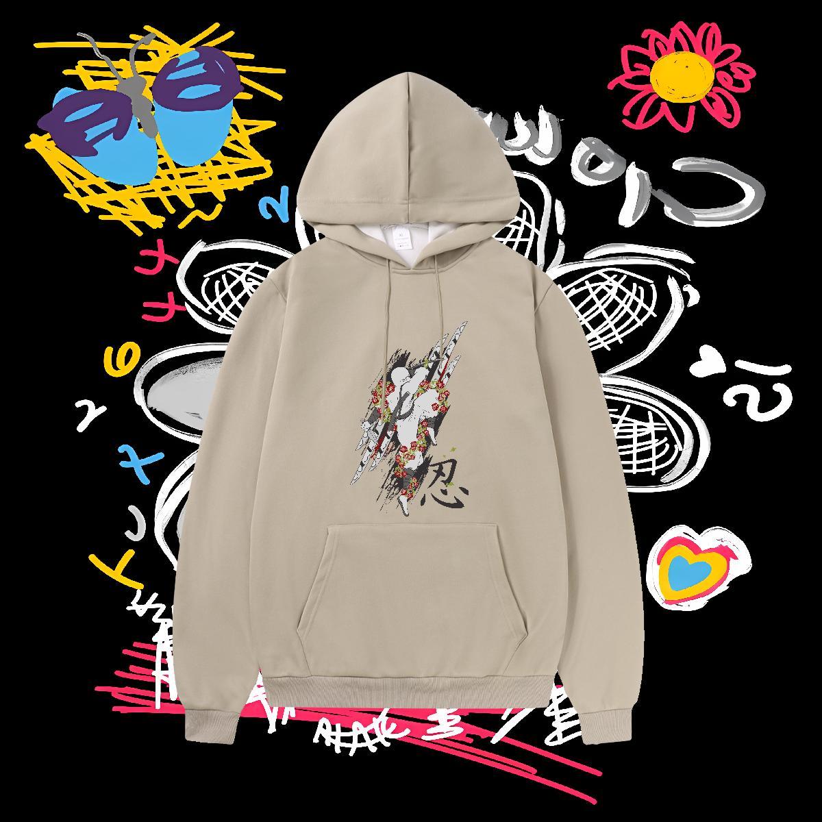 Fashion New Men Sweatshirt hoodie Breathable Drawstring Hoodie Warm Men Hoodie DIY Printed Pullover Hoodie Autumn Winter Velvet Thick