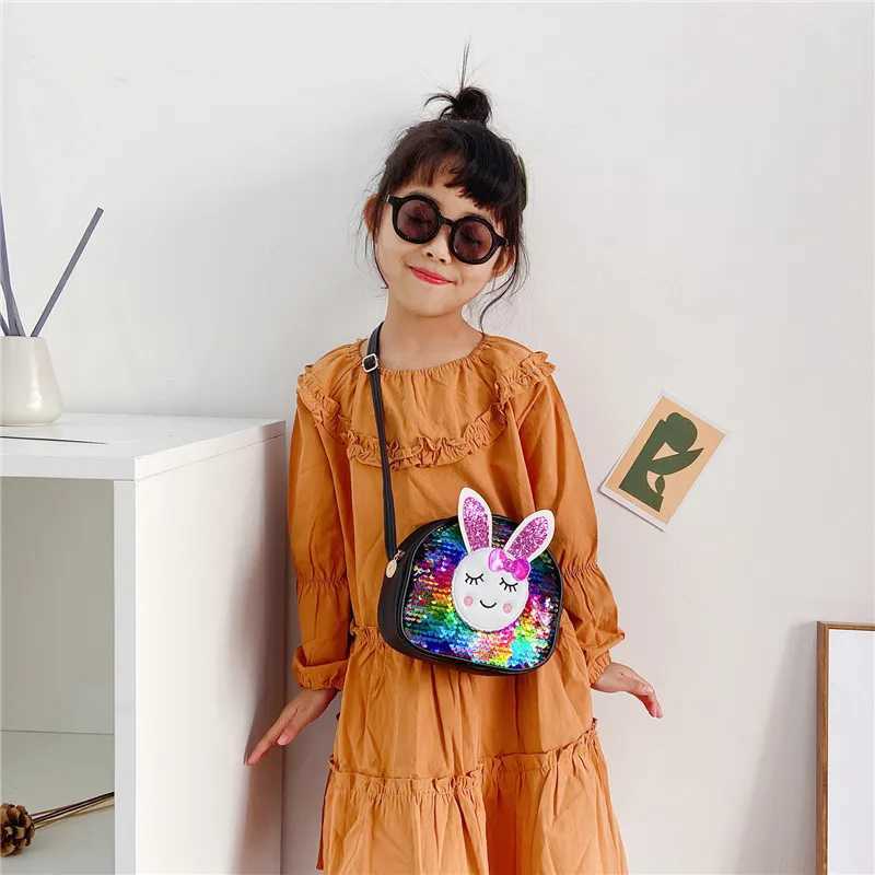 Sequins Bunny Girls Small Shoulder Bags Lovely Baby Kids Mini Accessories Coin Purse Handbag Cute Rabbit Children Crossbody Bag LX241104