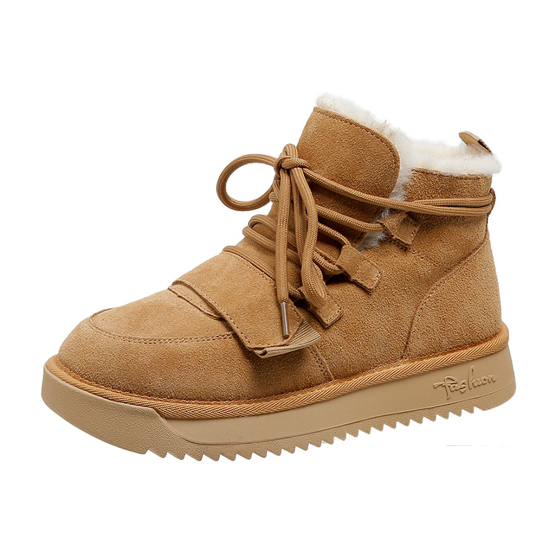 Women's Autumn Winter Casual Lace Up Plush Thick Warm Low Cut Cotton Boots Free Shipping.
