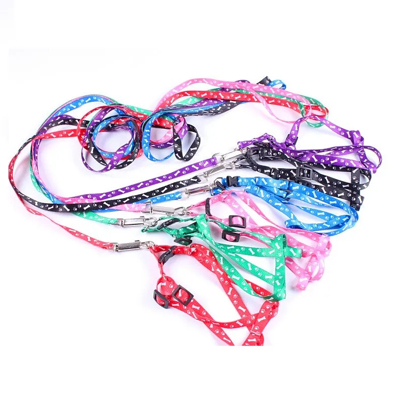 1.0 * 120cm Dog Strap Leashes Nylon Printed Adjustable Pet Collar Dog Cat Animal Accessories Pet Necklace Rope Dog Supplies