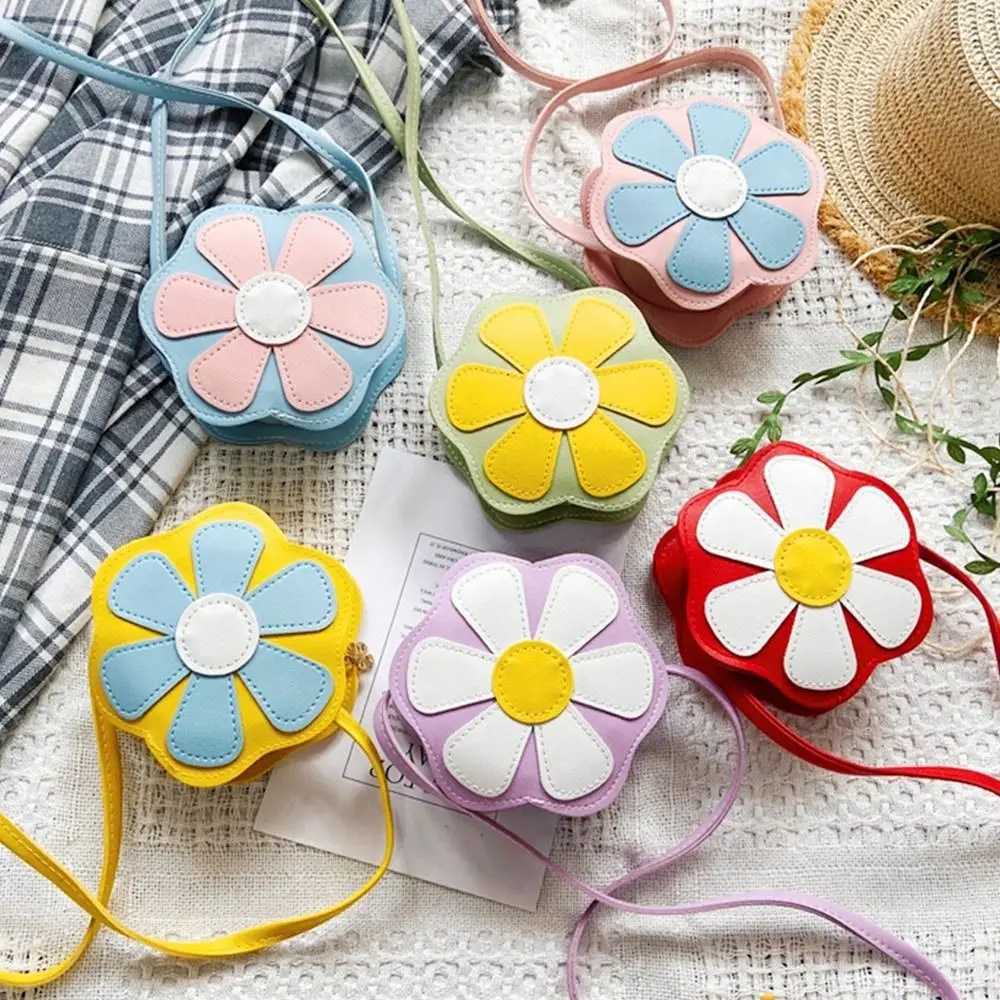 Cute Flower Girls Coin Purse Shoulder Bags Kids Mini Packet Crossbody Handbags Casual Bag Childrens Messenger Bag LX241104