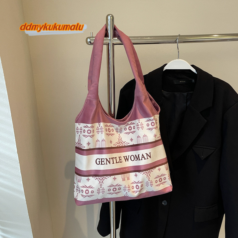 Ins large capacity tote 2024 new summer canvas Thai niche letter casual shoulder bag #27 kukumalu