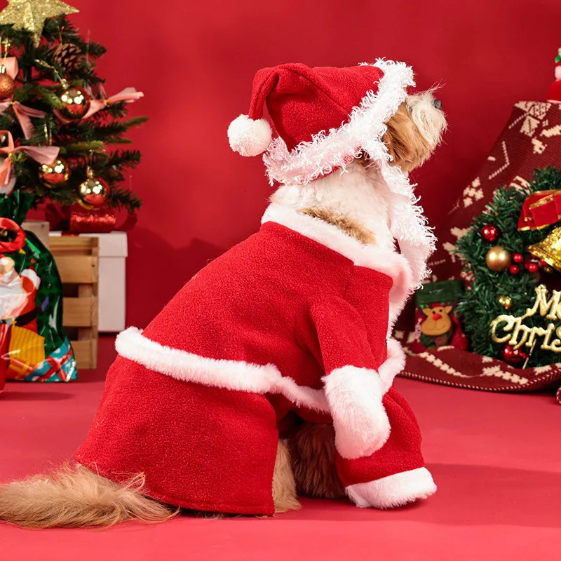 2025 new Dog Winter Fun Santa Claus Christmas Year Party Family Cute Cartoon Set Pet Clothing 241104
