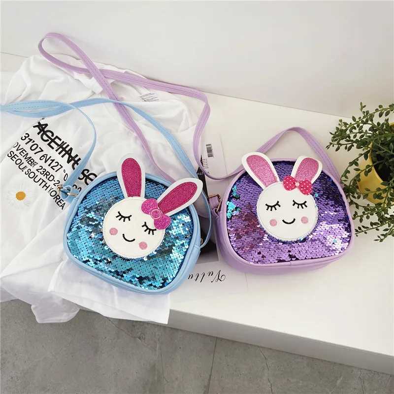 Sequins Bunny Girls Small Shoulder Bags Lovely Baby Kids Mini Accessories Coin Purse Handbag Cute Rabbit Children Crossbody Bag LX241104