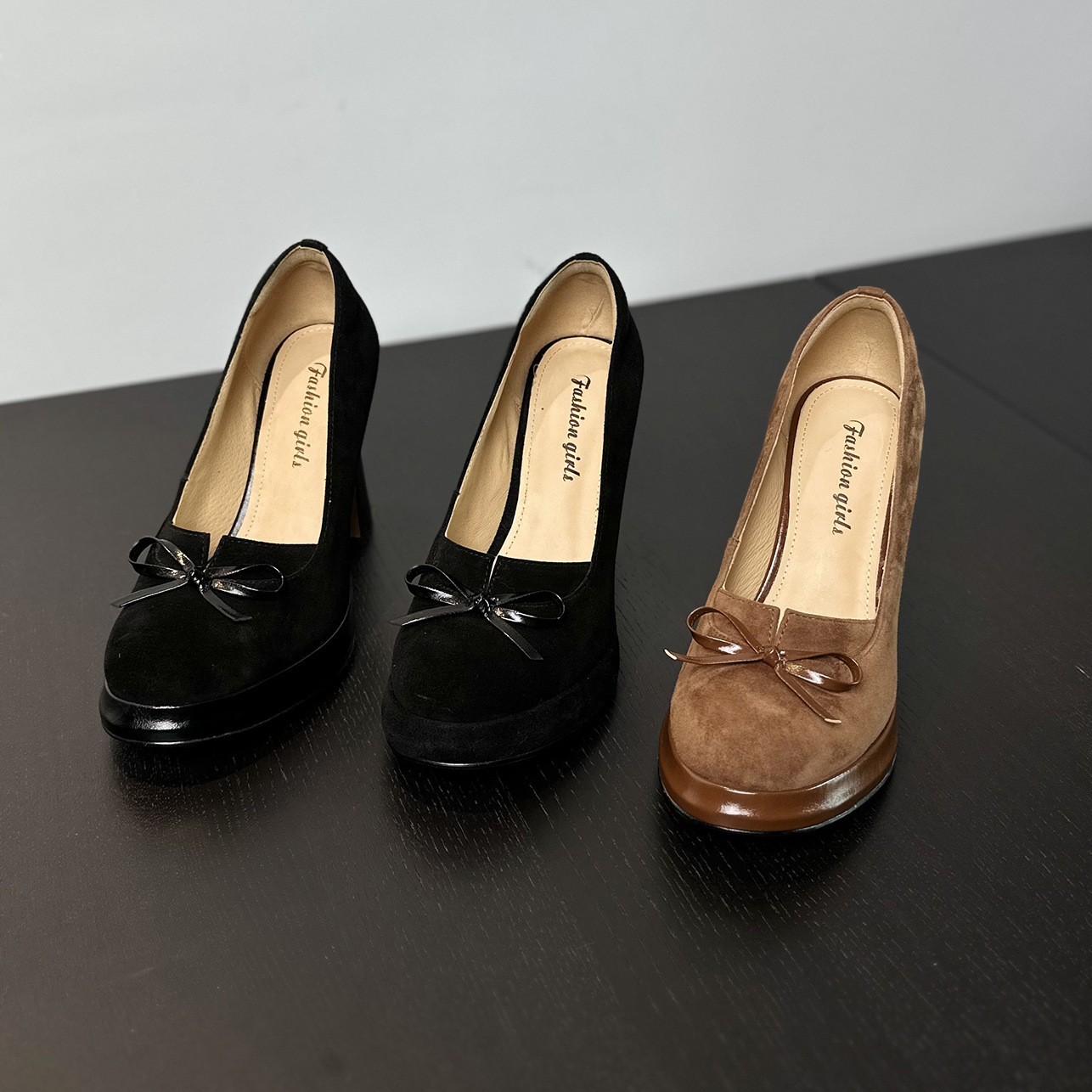 Women's Fashion Dress Shoes:High Heel Chunky Heel Design Sense Shallow Simple Design Versatile,Black/Brown,Free shipping