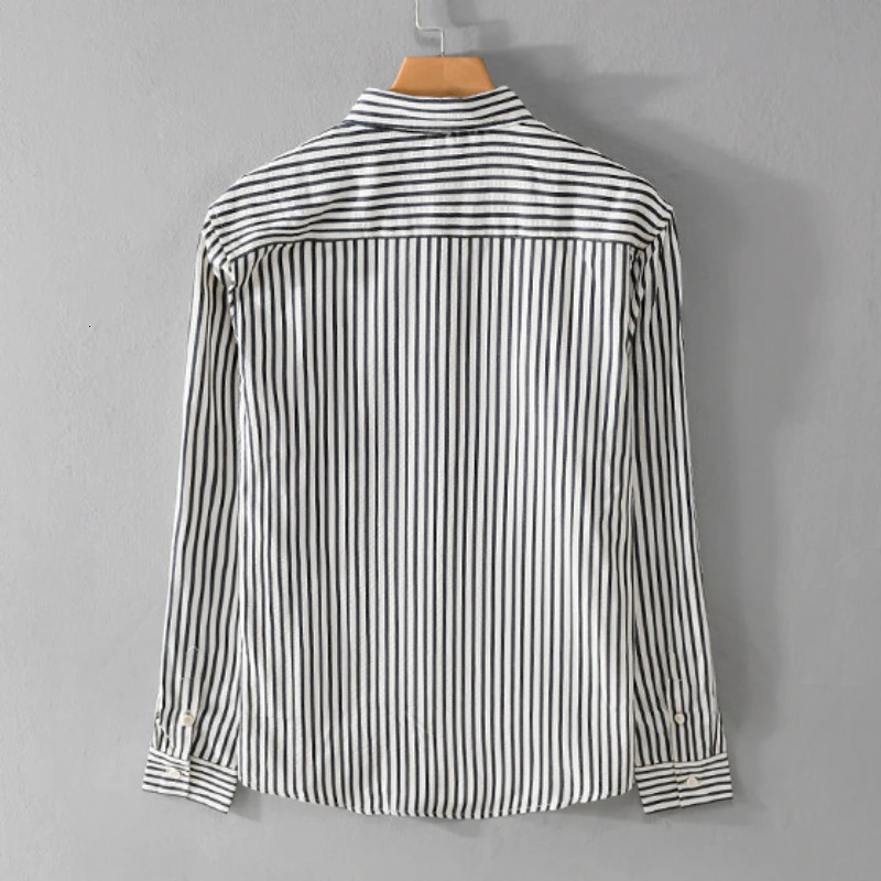Spring Autumn Casual Striped Long Sleeve Shirts for Men Clothing Simple Soft Streetwear FY9866 240328
