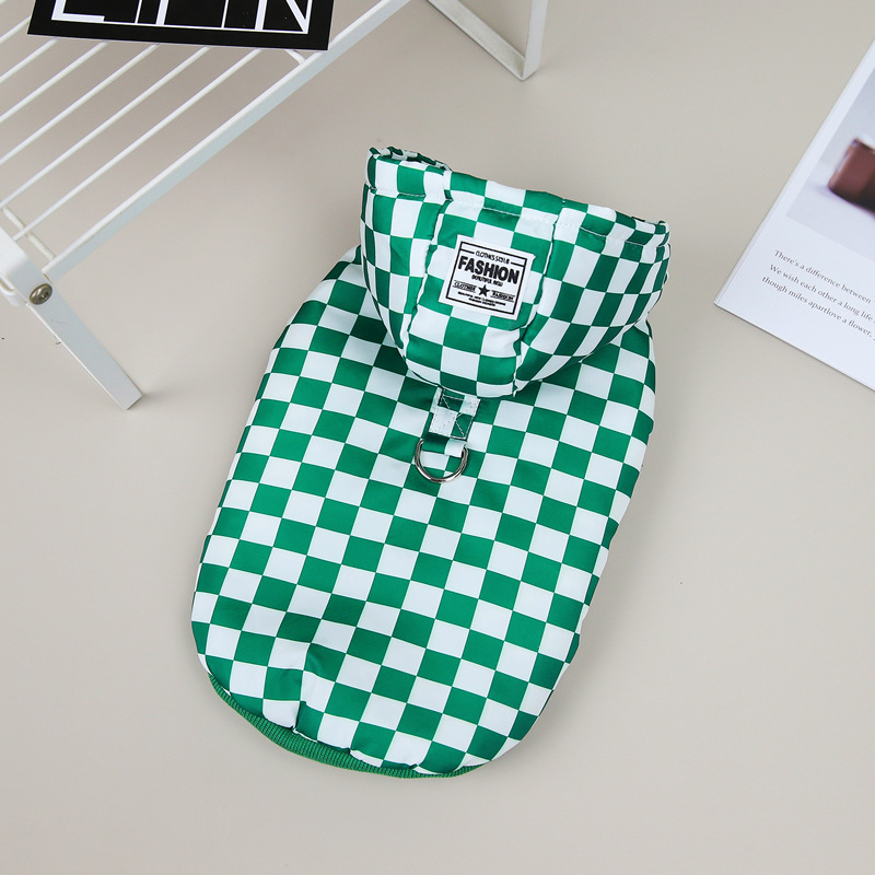 Dog Cotton Padded Coat Fashion Design Plaid Pattern Dog Clothes for Small Medium Sizes Autumn Winter Pet Two Legs Clothes