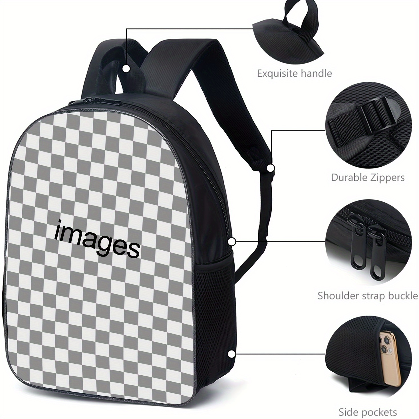 Anime character printed outdoor sports backpack, Oxford cloth adjustable shoulder strap computer bag, zipper closure travel camping bag, suitable for 