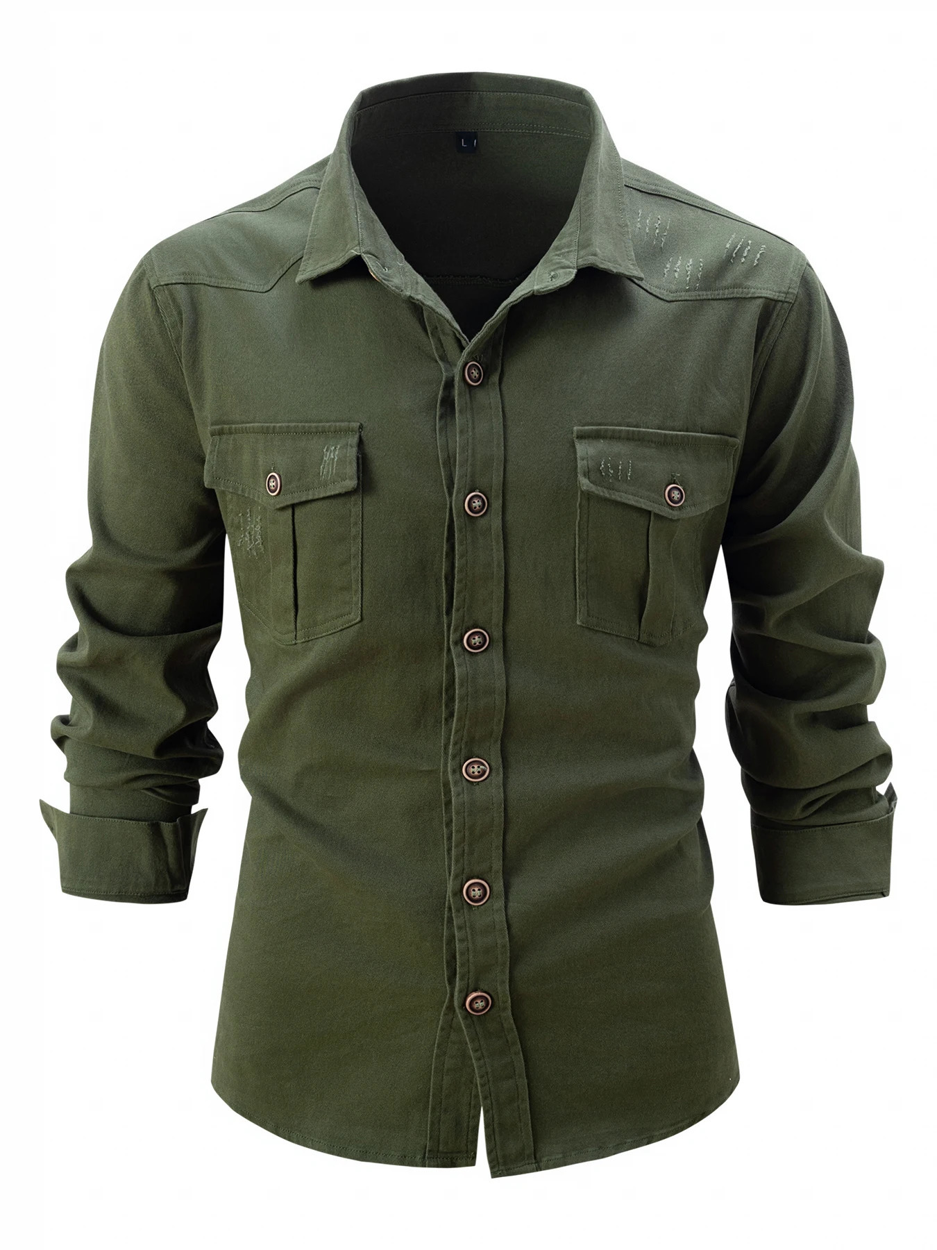 European size denim shirt mens casual solid color double pocket mens long sleeved washable elastic cotton fashion business sh 241030