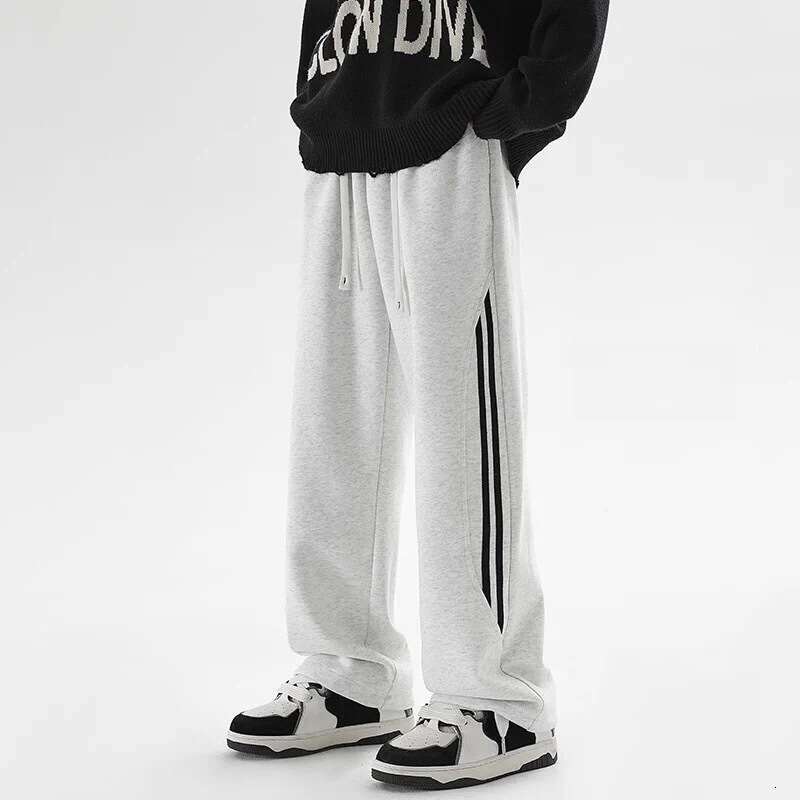 shanshi three stripes pants Grey sports for men in spring autumn 2024 new three bar contrasting color guard pants rugged and handsome straight leg len