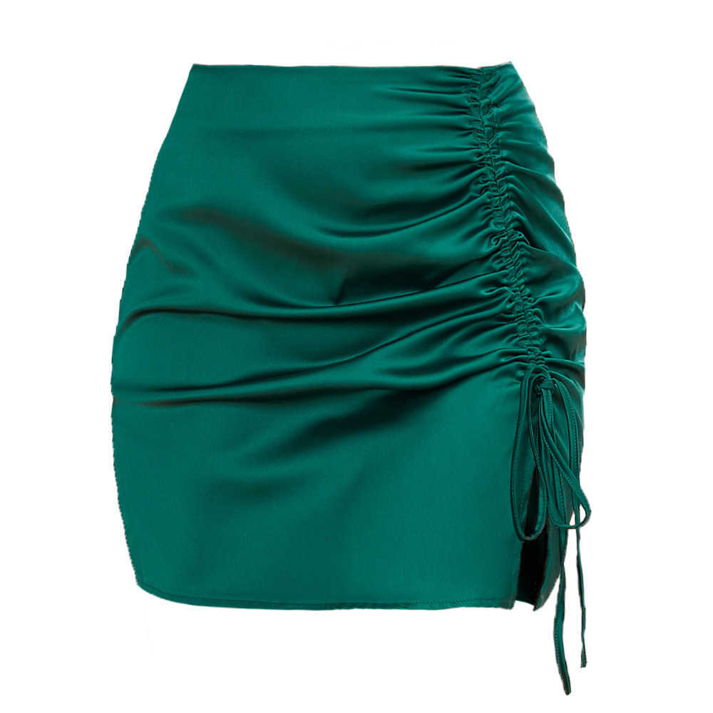 Solid Color Pleated Buttock Skirt Sexy High Waist Zipper Women Hip-hugging Skirt Satin Skirt WoMens Summer WoMens Length Adult Career Skirts 241023