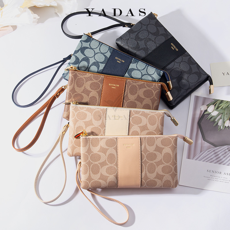 YADAS Wallet Women's New Classic Elliptical Print Old Pattern Zipper Wrist Bag with Magnificent PU