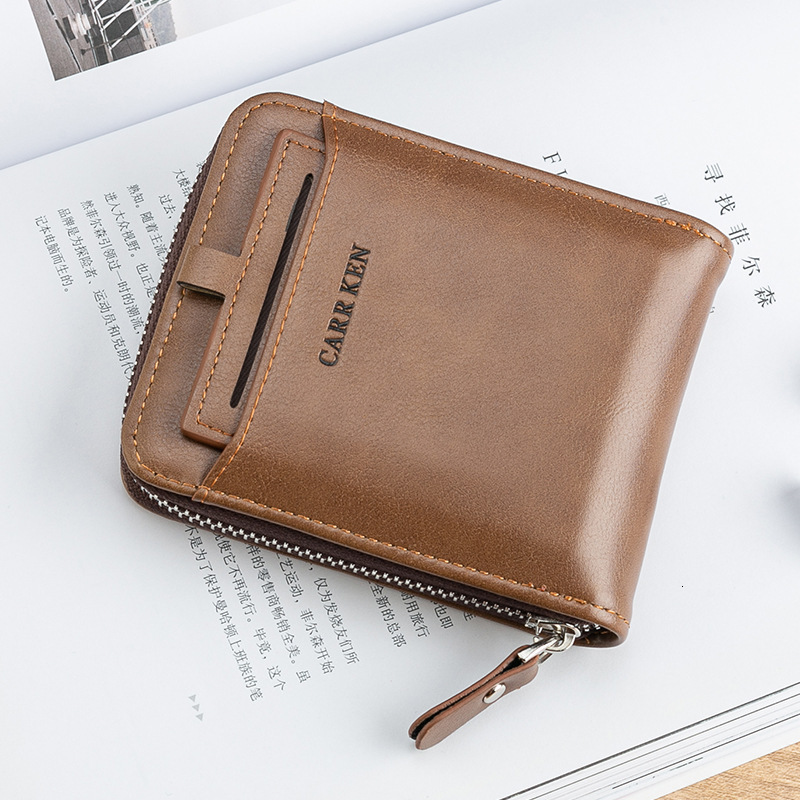 CarrKen/Kelken Short Wallet Men's Card Insertion Zipper Multi functional Driver's License Bag